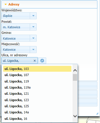 wyszukiwanie adresu ligocka 103